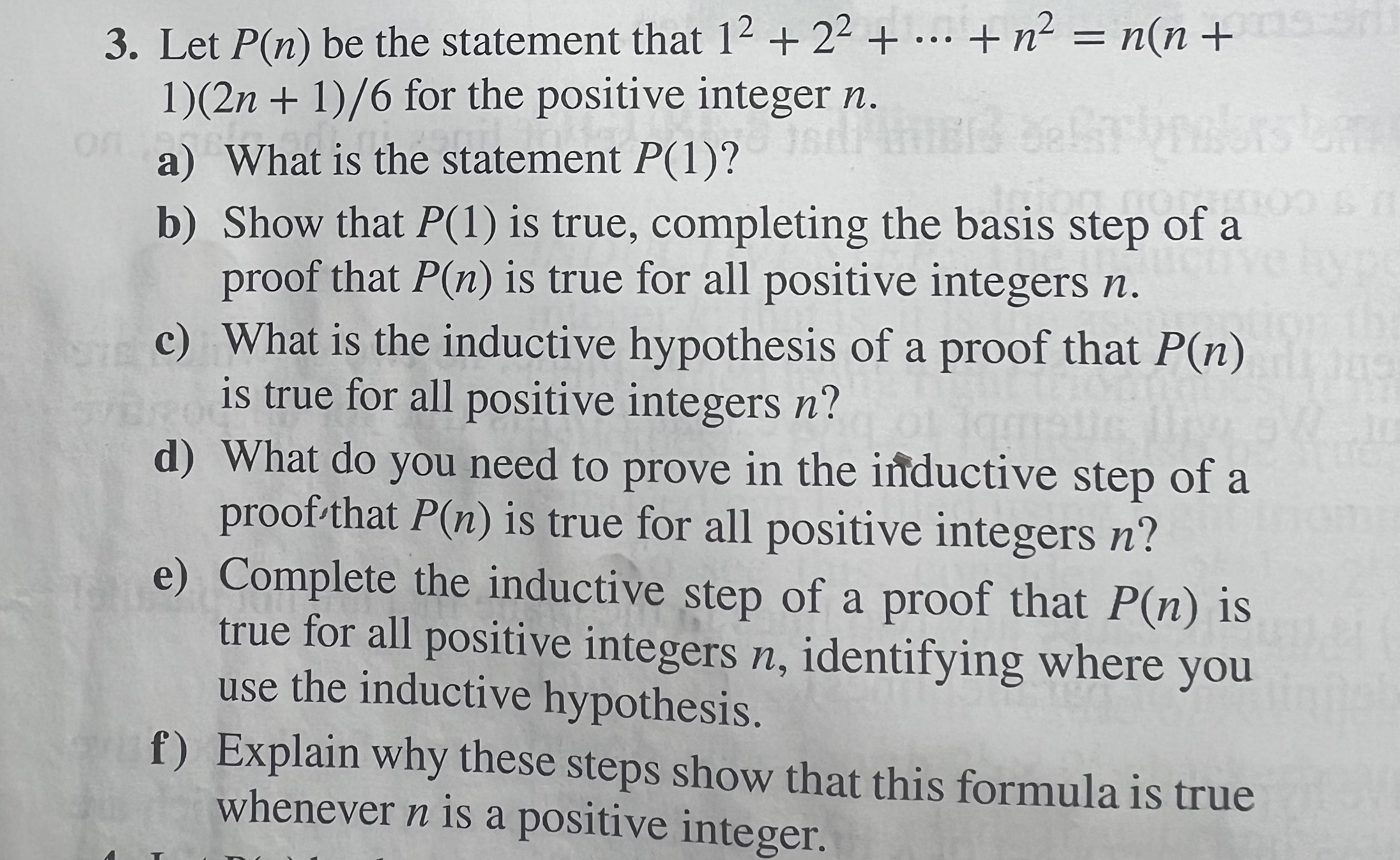 3. Let P(n) be the statement that 12 + 2- + ... +