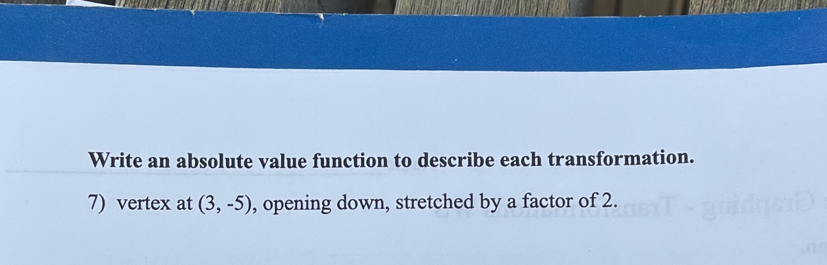 Write an absolute value function to describe each