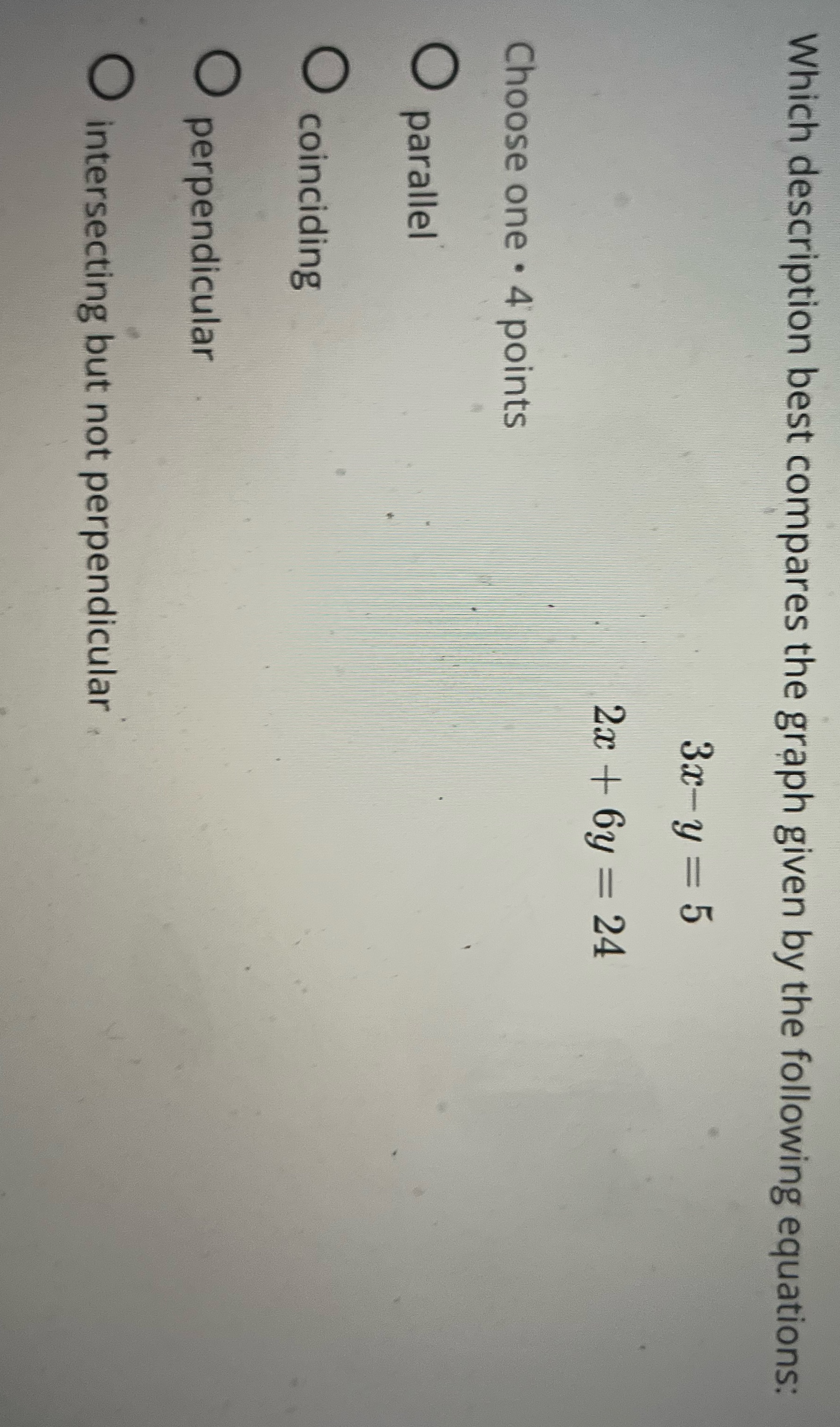 Which description best compares the graph given
