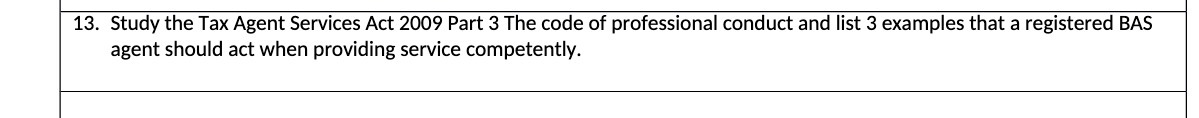 13. Study the Tax Agent Services Act 2009 Part 3