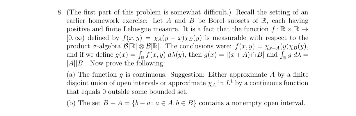 Need help with problem 8, Real analysis and