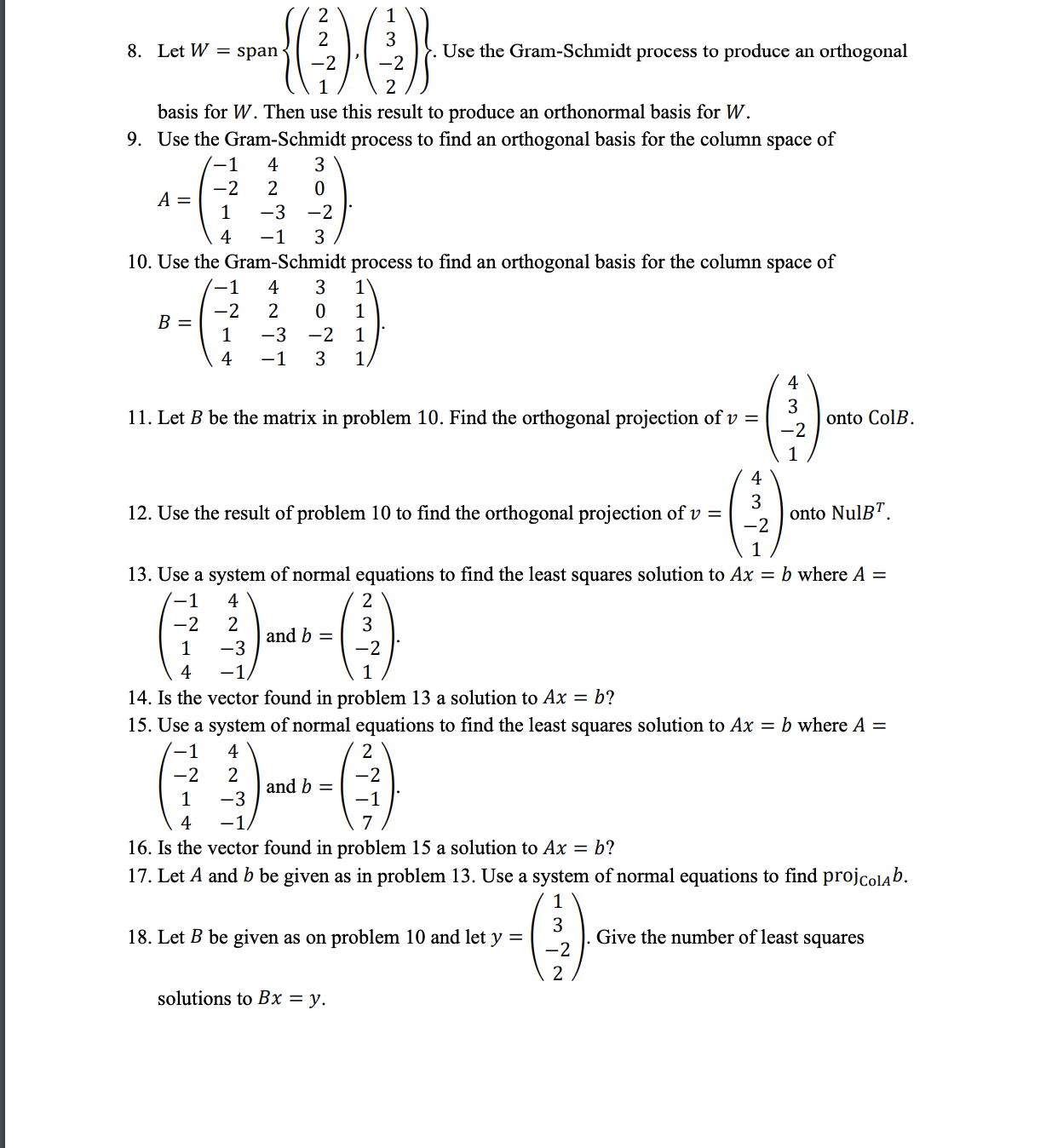 Need help with these questions 2 1 8. Let W =