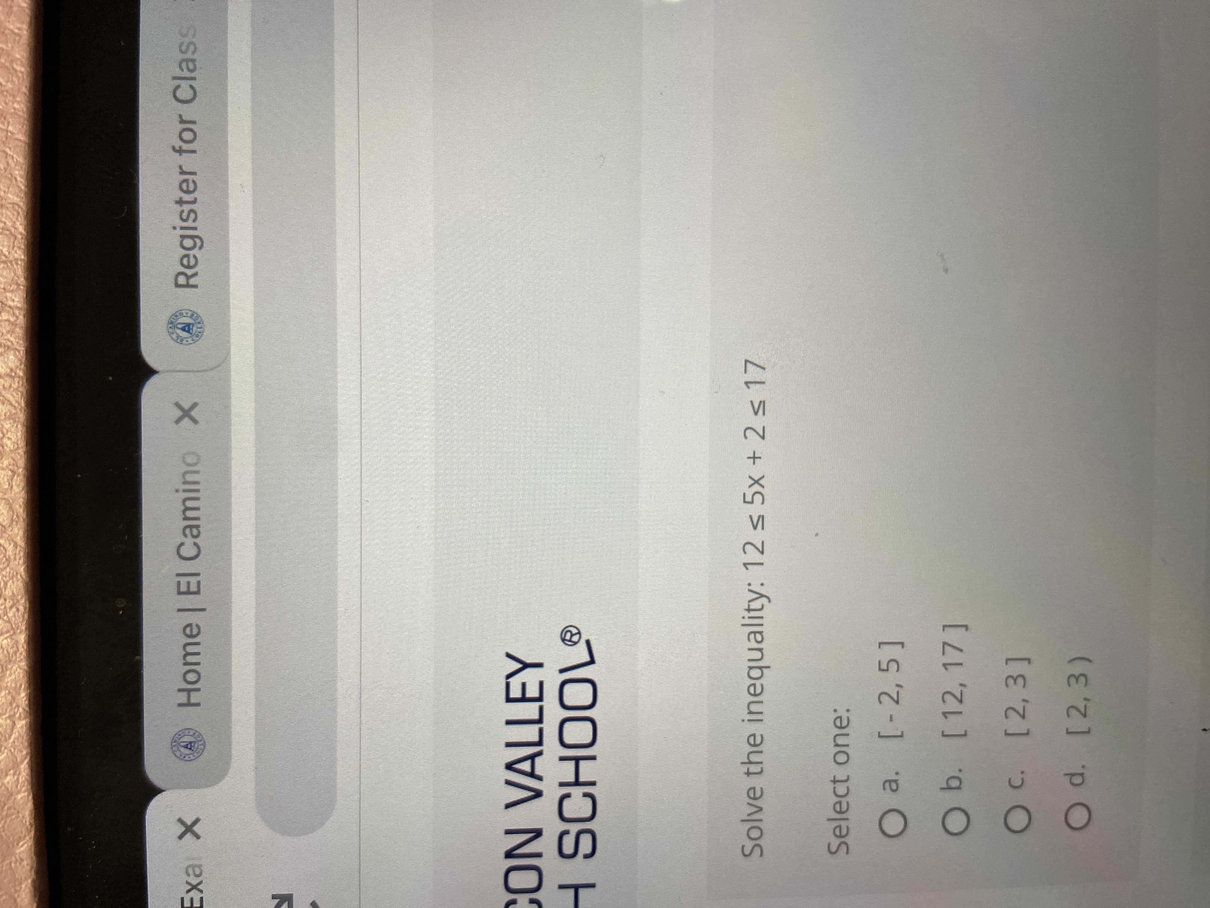 Exa X Home | El Camino X A Register for Class ON