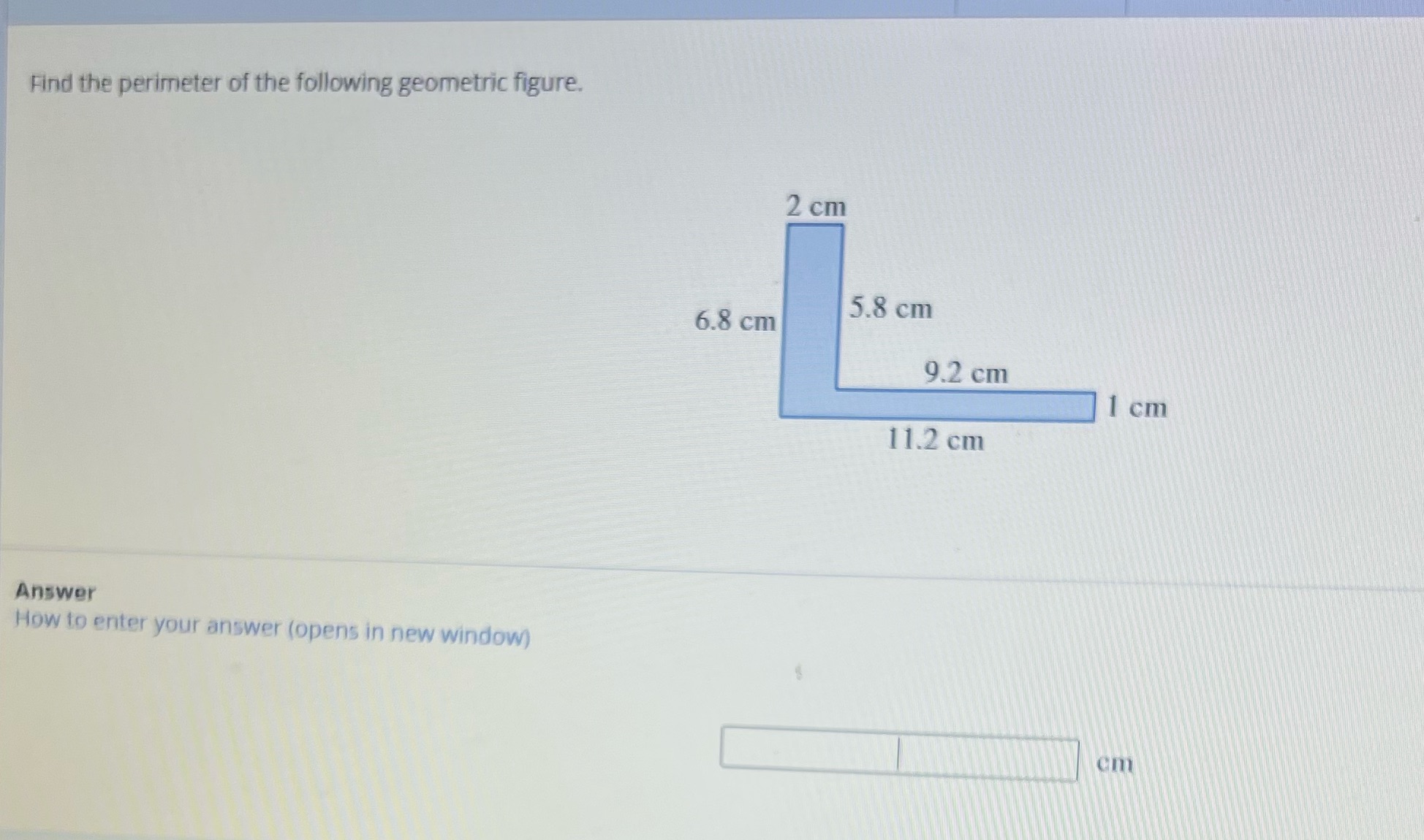 Find the perimeter of the following geometric