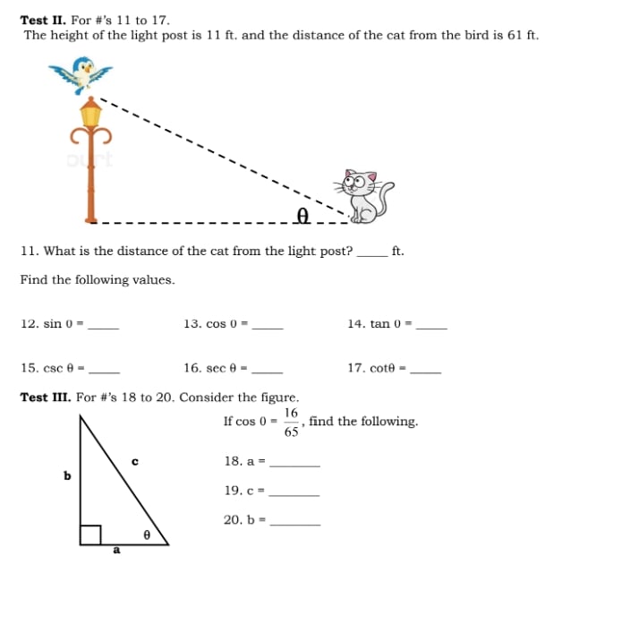 please help Test II. For #'s 11 to 17. The