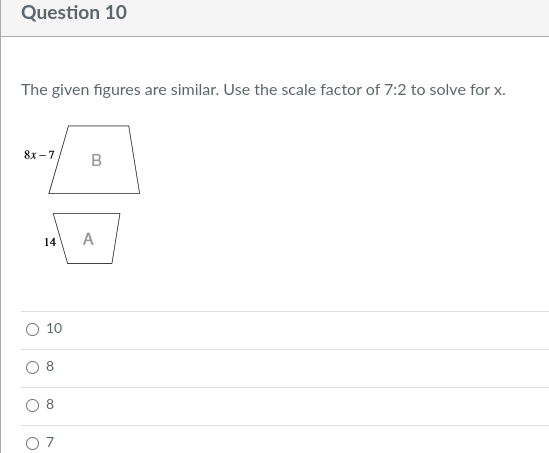 I need help from 8-17. 8. Question 8 1 pts The