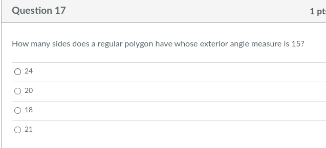 I need help from 8-17. 8. Question 8 1 pts The