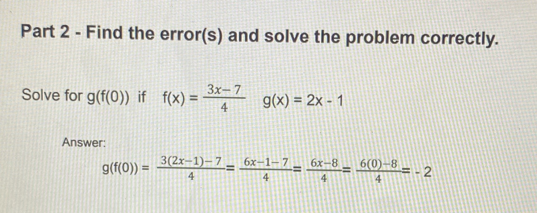 Part 2 - Find the error(s) and solve the problem