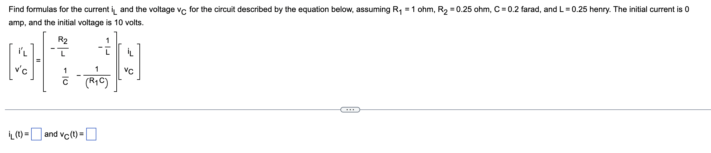 1. Find formulas for the current i and the