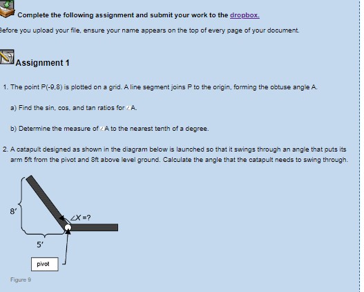Complete the following assignment and submit your