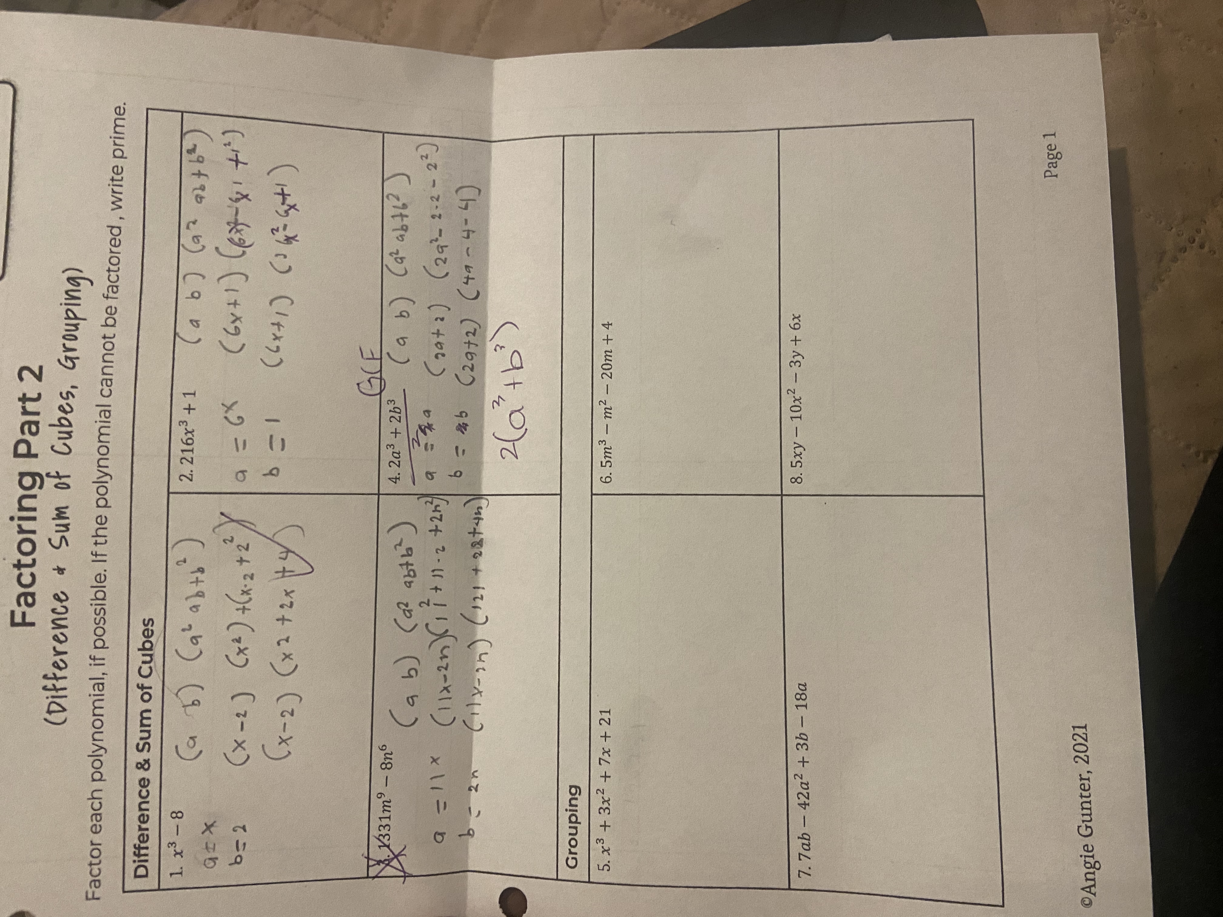 Factoring Part 2 ( Difference . Sum of Cubes,