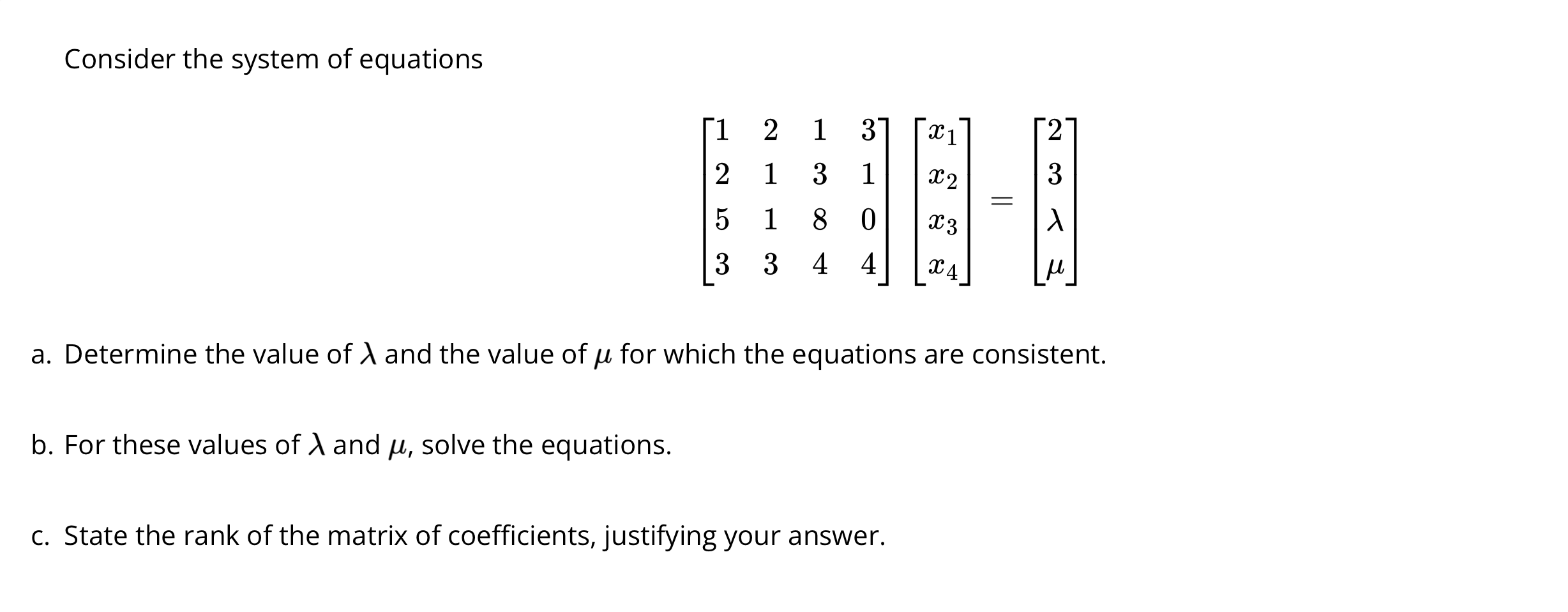 Answer all subparts and provide working for each