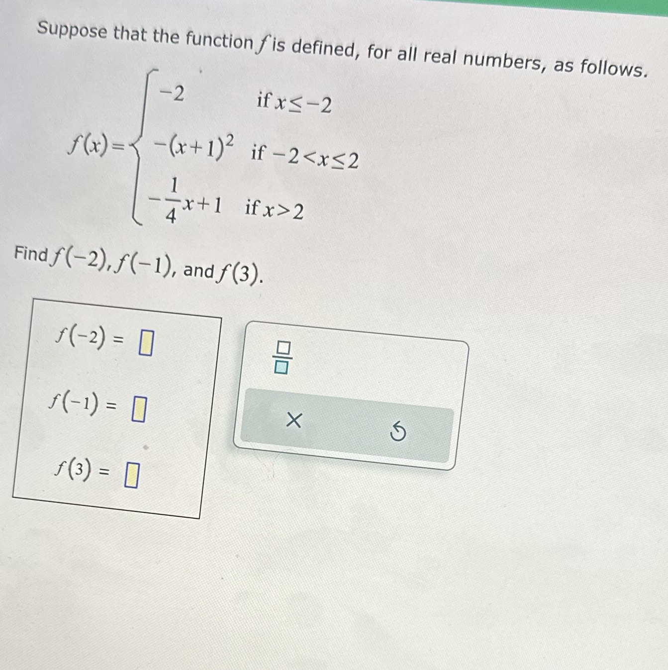 Suppose that the function f is defined, for all