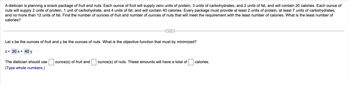 A dietician is planning a snack package of fruit