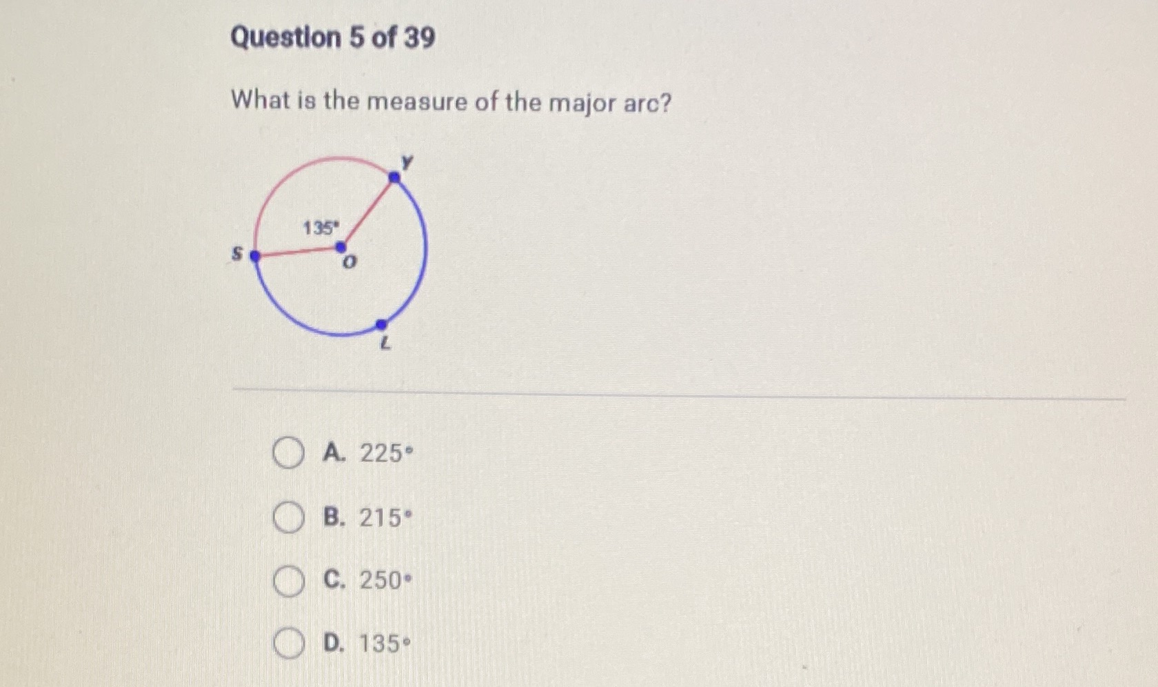 Question 5 of 39 What is the measure of the major