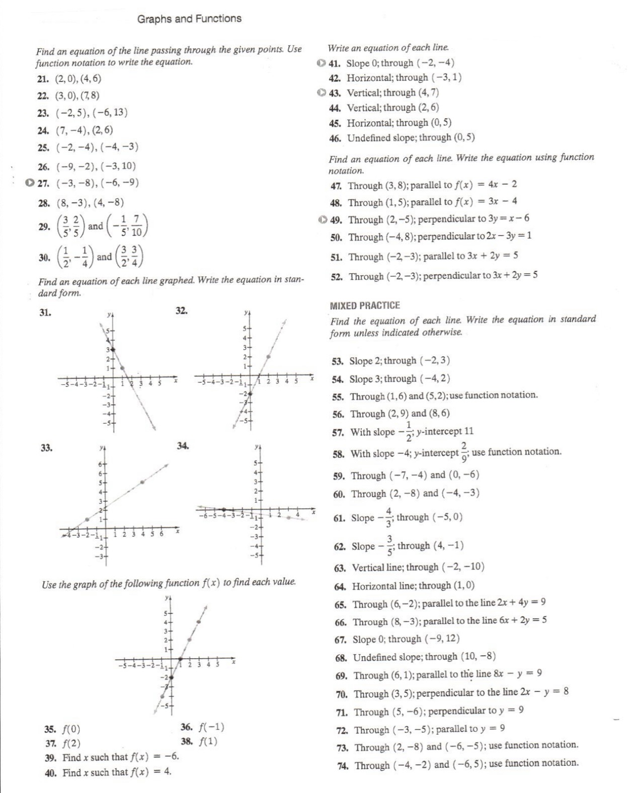 Solve please Graphs and Functions Find an