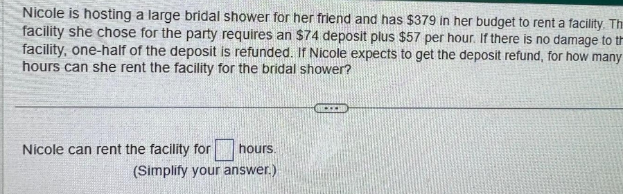 Nicole is hosting a large bridal shower for her