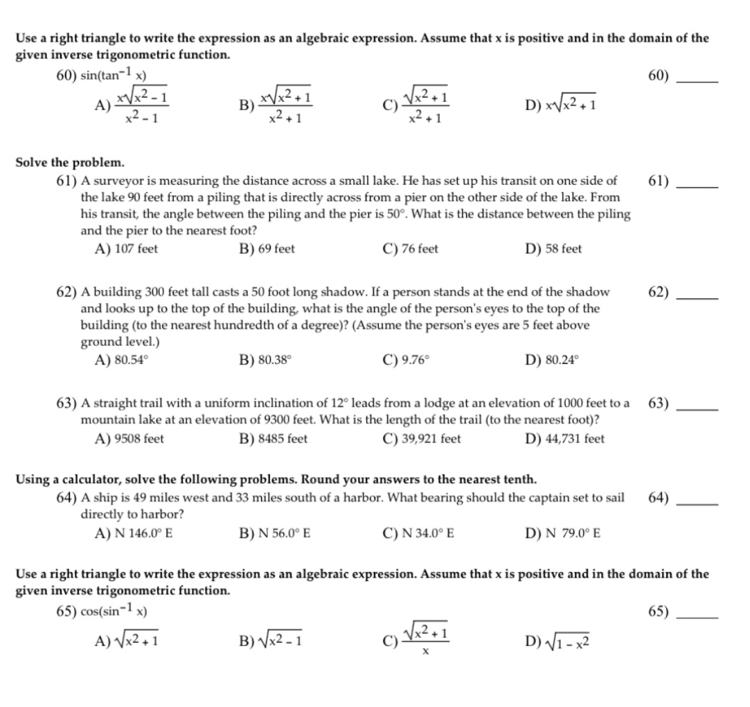 Solve these problems on paper and show every step
