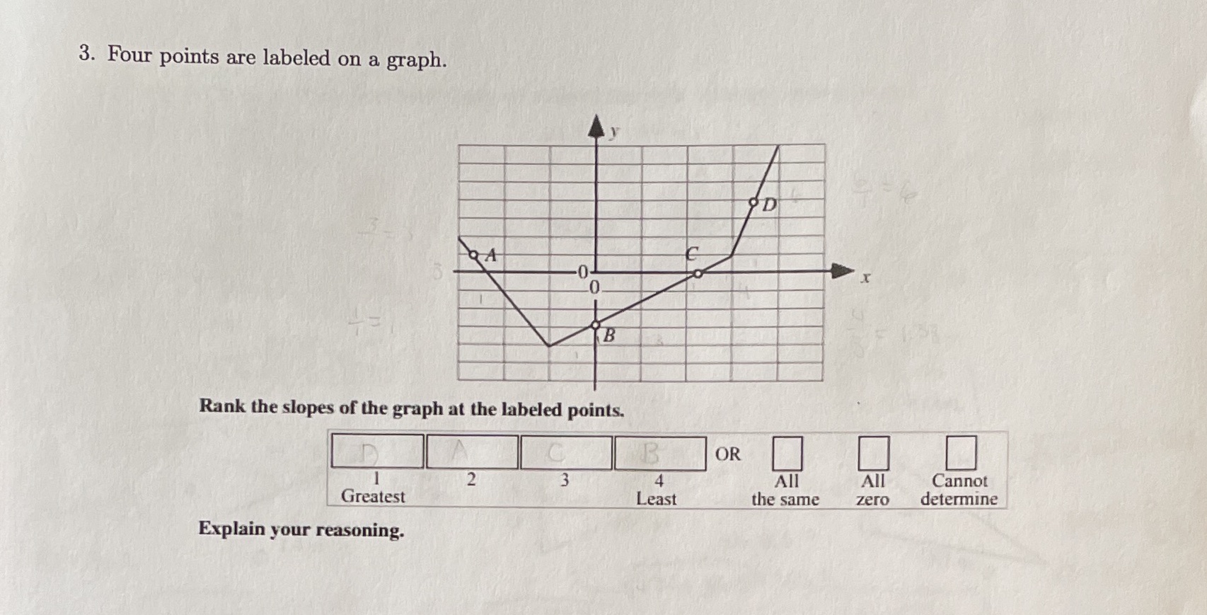 3. Four points are labeled on a graph. X B Rank