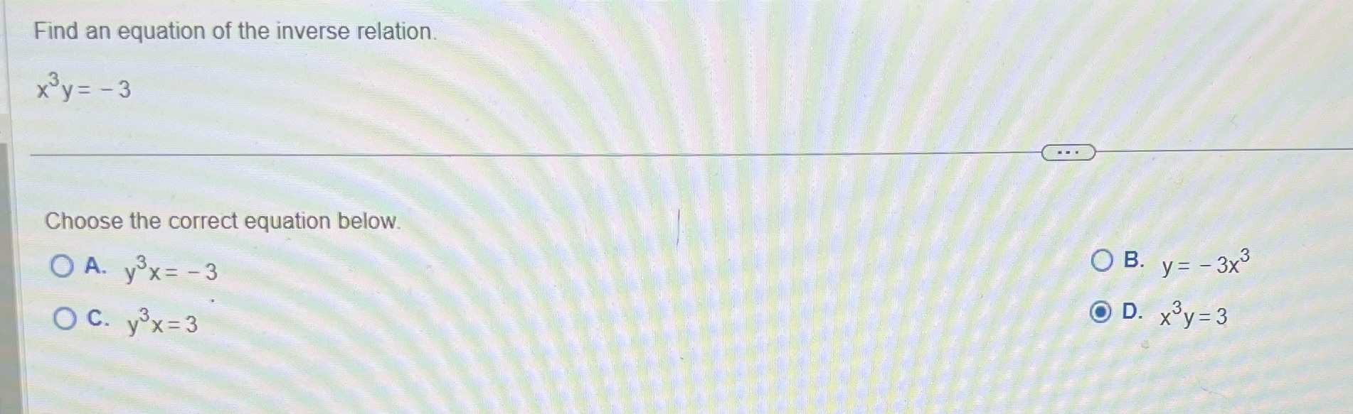 Fast please..no explanation. (I just put D as a