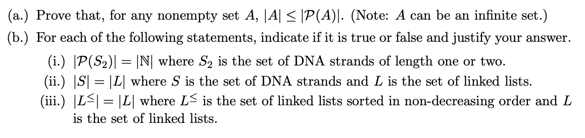 (a) Prove that, for any nonempty set A, \\AI 3