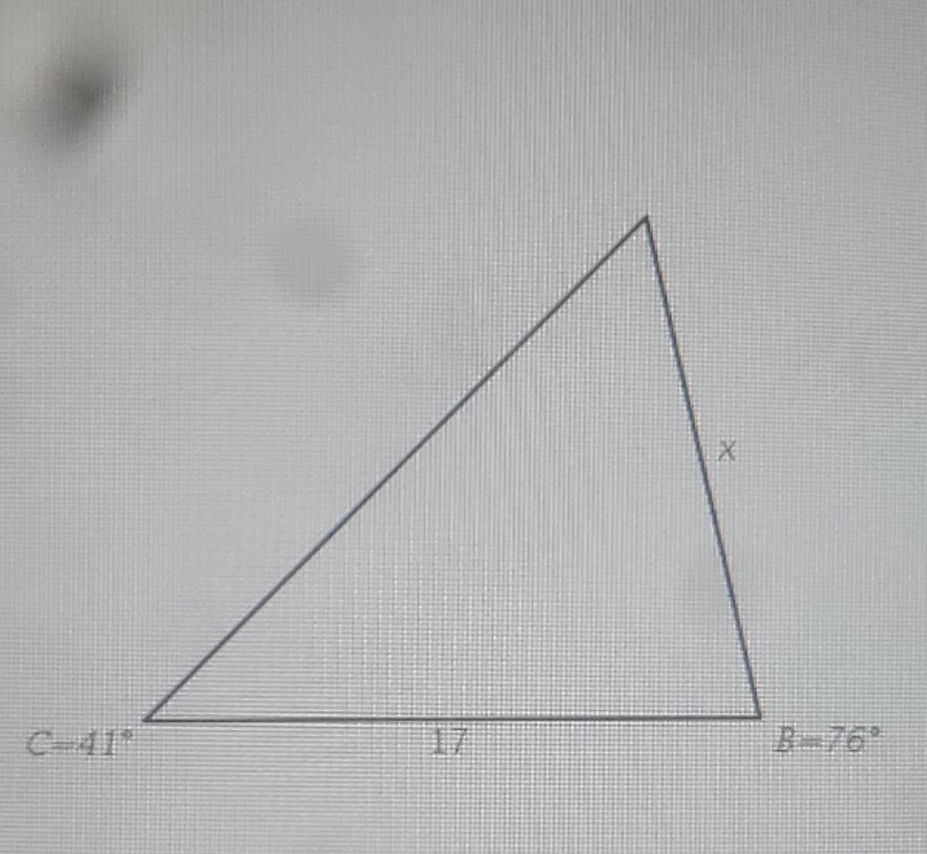 determine the length of side X in the triangle \f