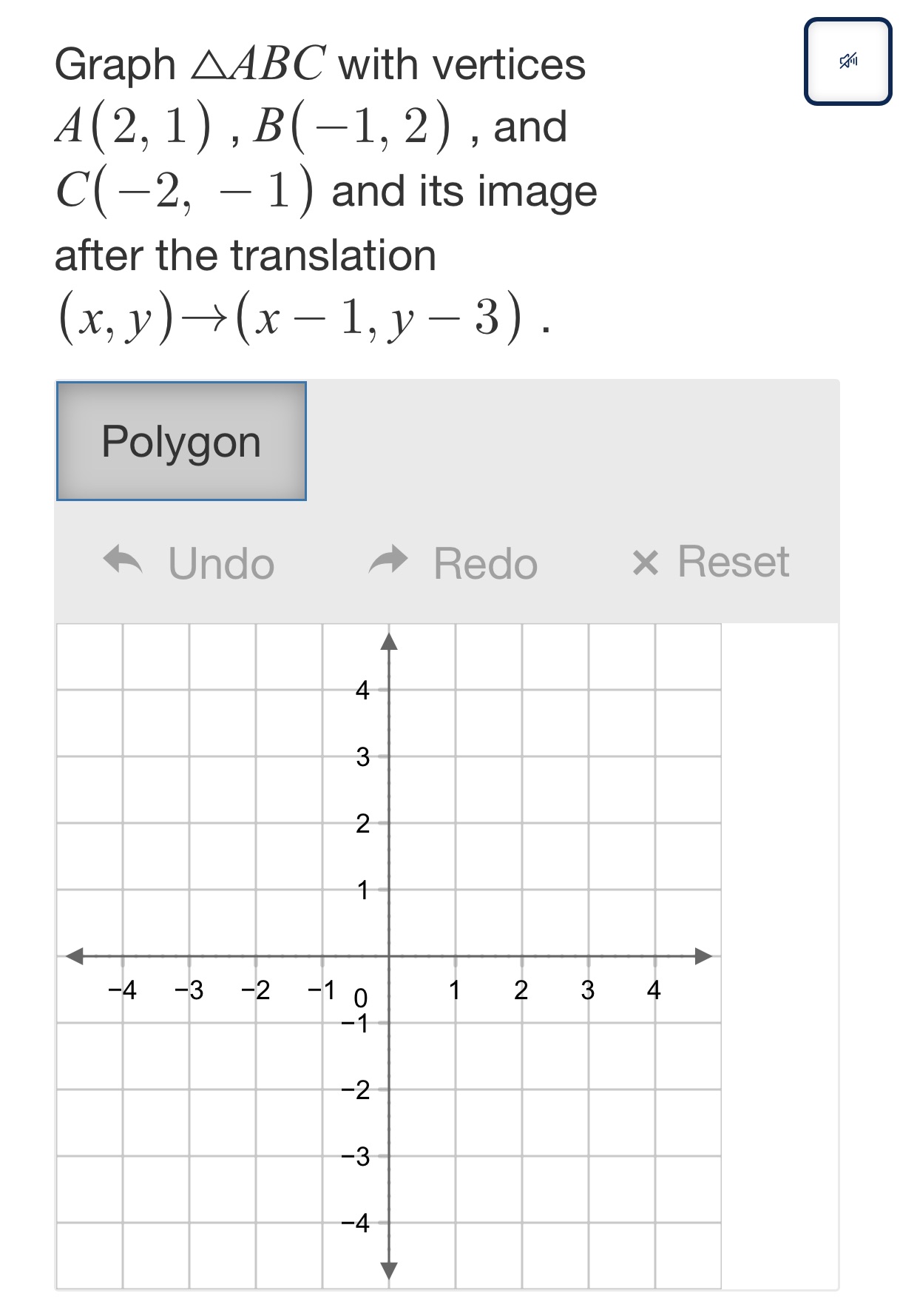 Graph AABC with vertices A( 2, 1 ) , B( -1, 2) ,
