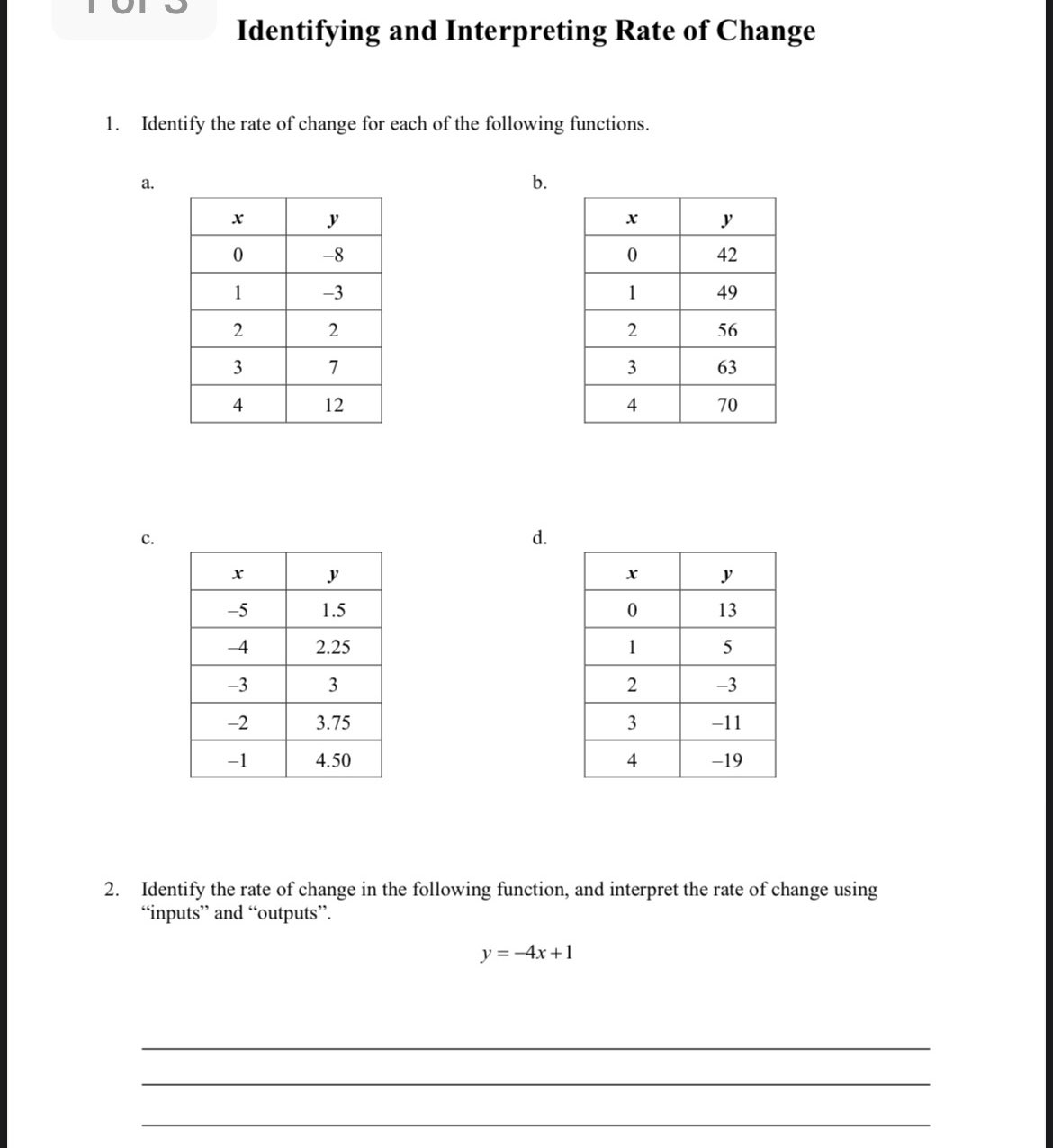 I u: 0 Identifying and Interpreting Rate of