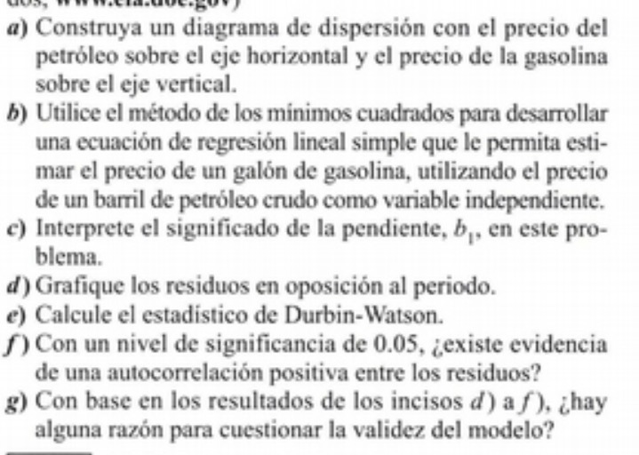 a) Construya un diagrama de dispersion con el