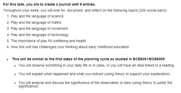 For this task, you are to create a journal with 6