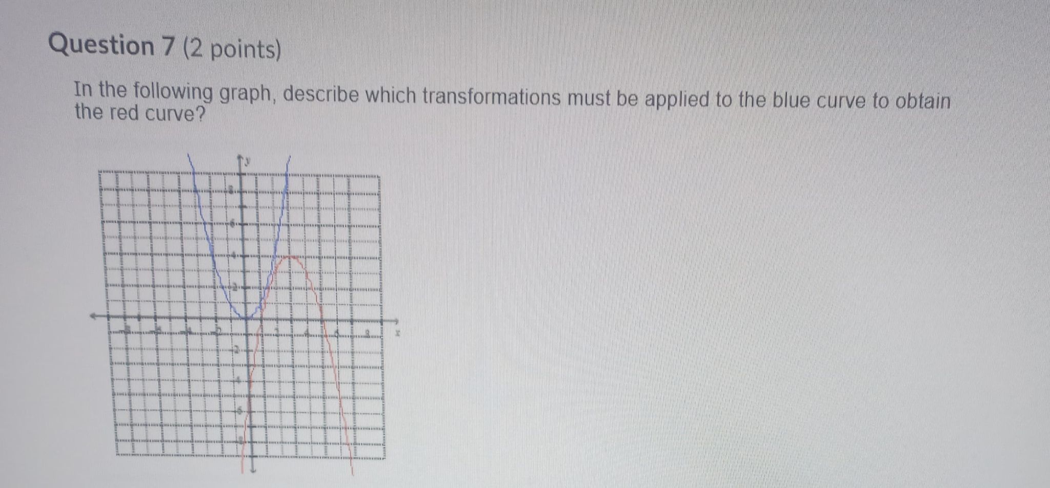 Question 7 (2 points) In the following graph,