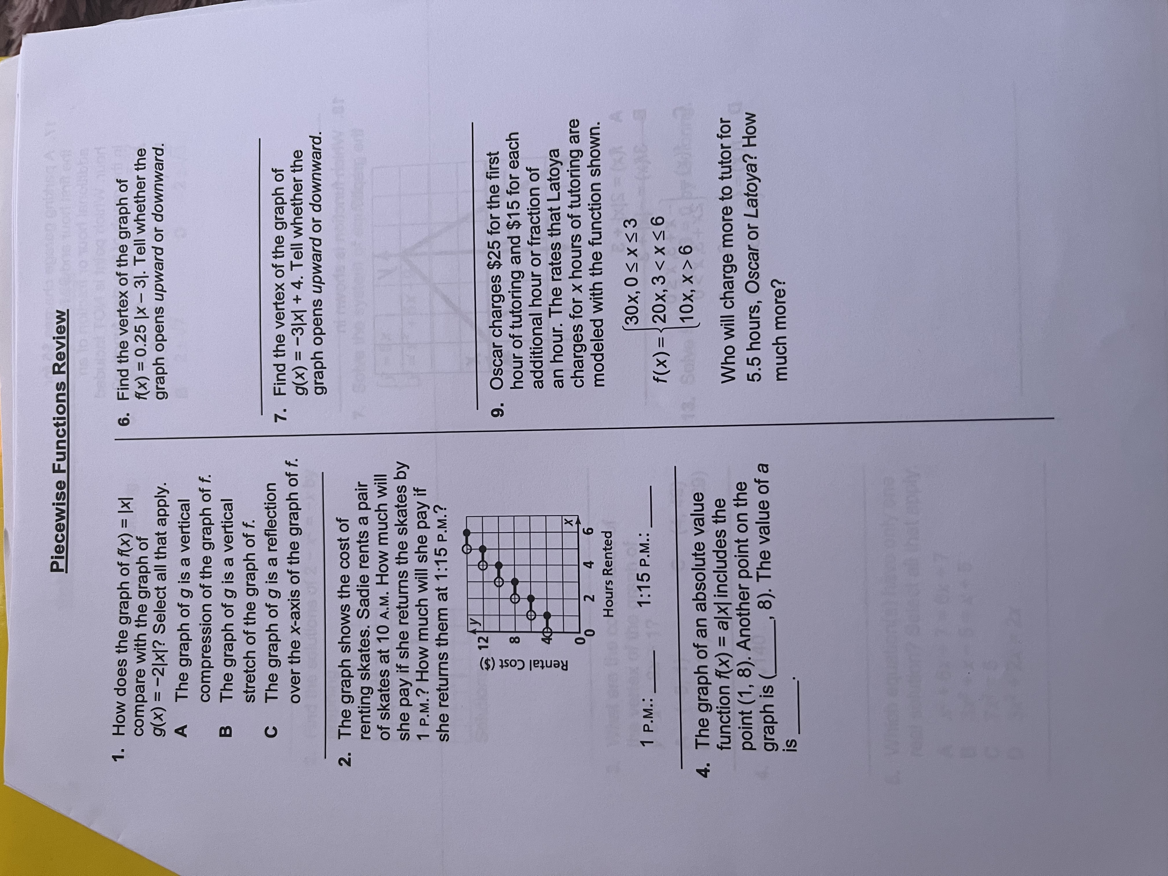 Piecewise Functions Review 1. How does the graph