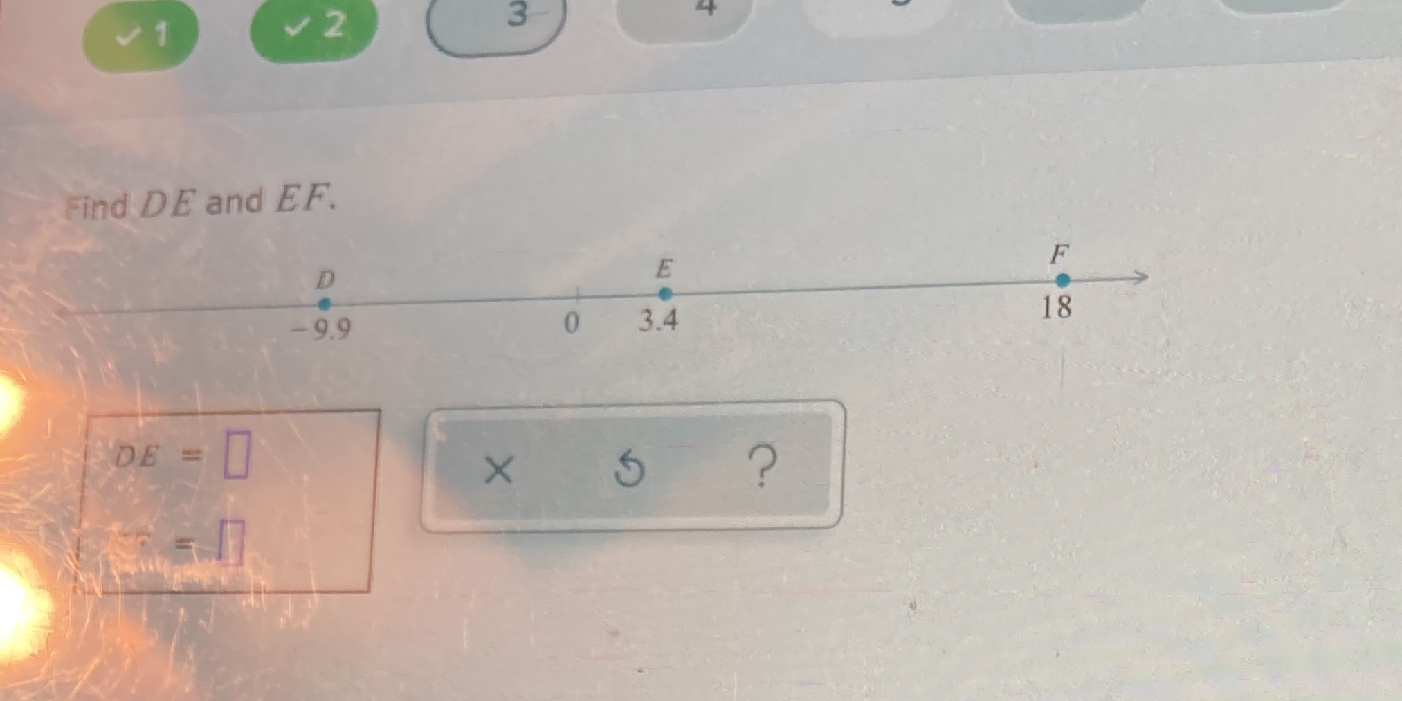 Help please V 1 v 2 3 Find DE and EF. D F 9.9 0