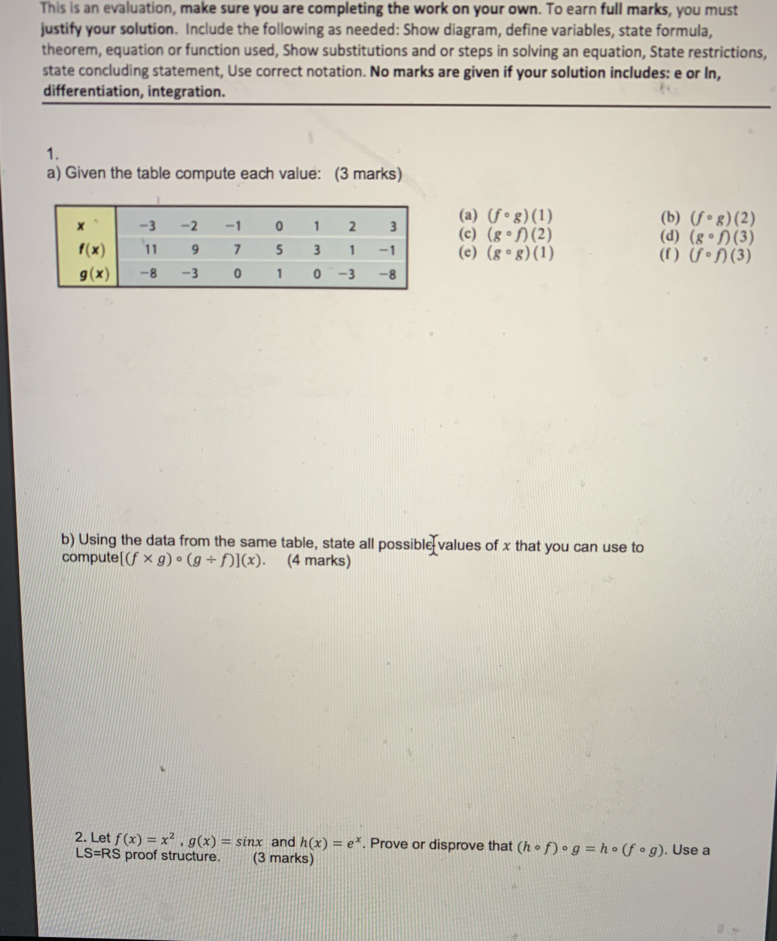 This is an evaluation, make sure you are