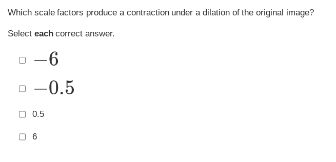 Which scale factors produce a contraction under a