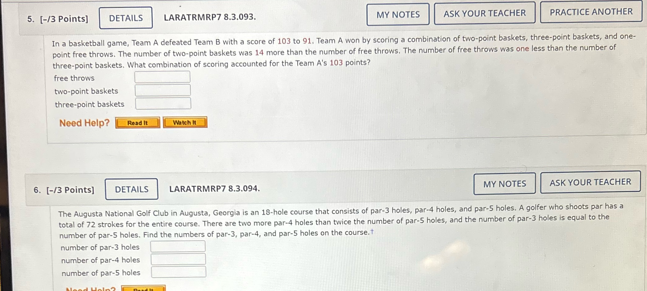 5. [8 Points] DETAILS LARATRMRP7 8.3.093. MY