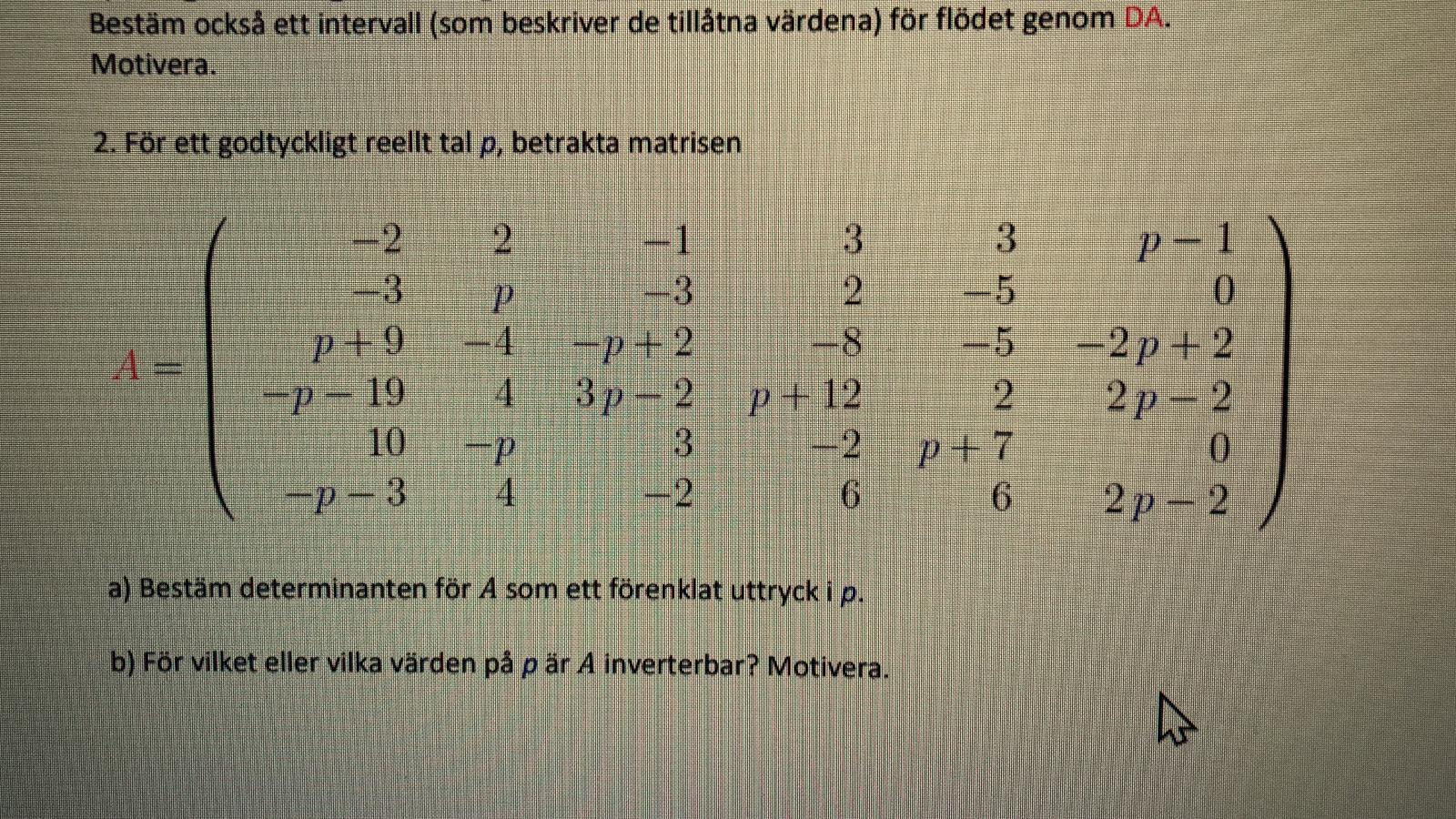 for an arbitrary real number p, calculate the