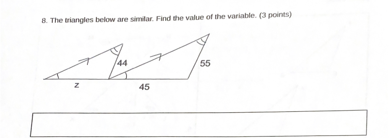 The triangles below are similar. Find the value