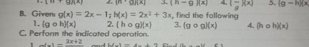 Answer letter B. [n * glx) - 1(x) 5. (g - h)x B.