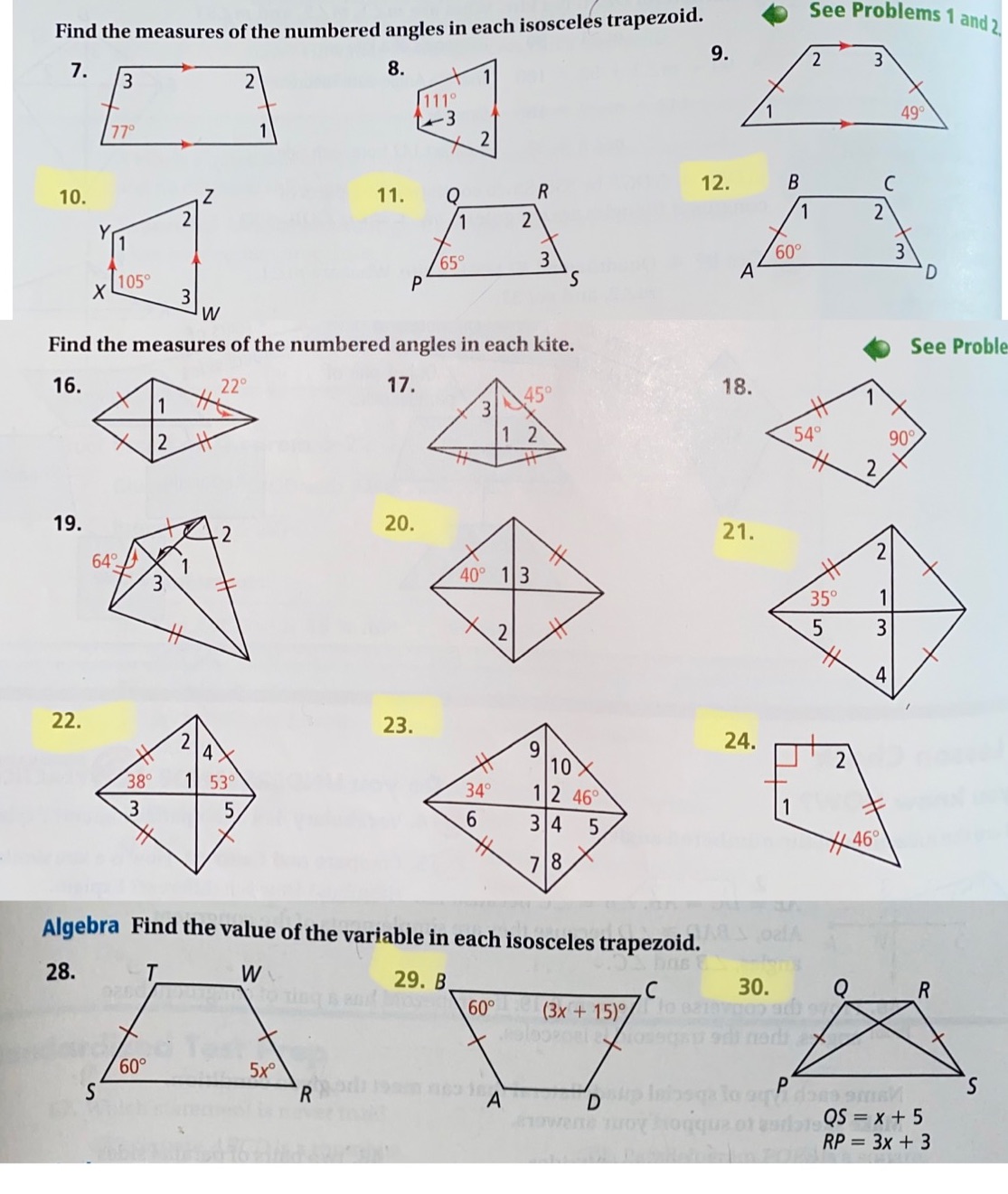 Hi!! This is geometry, solve all highlighted