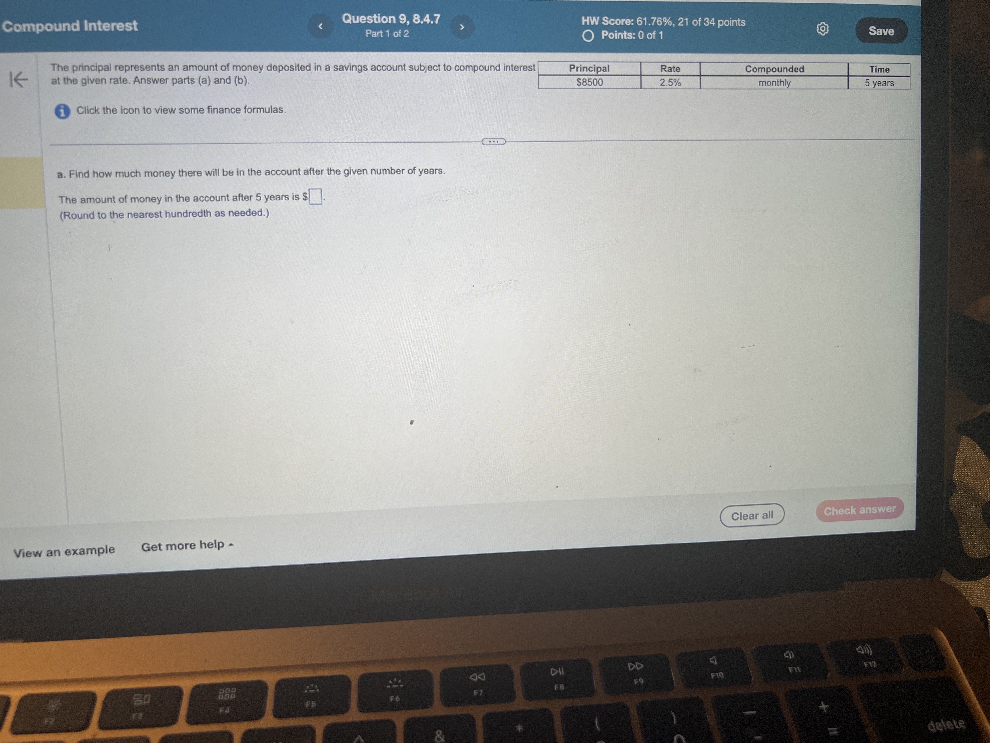 mpound Interest Question 8, 8.4.3 HW Score:
