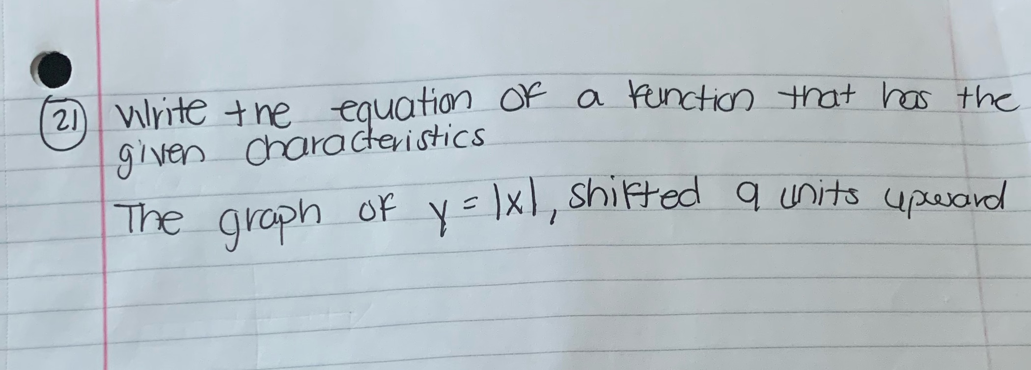 21 Write the equation of a function that has the
