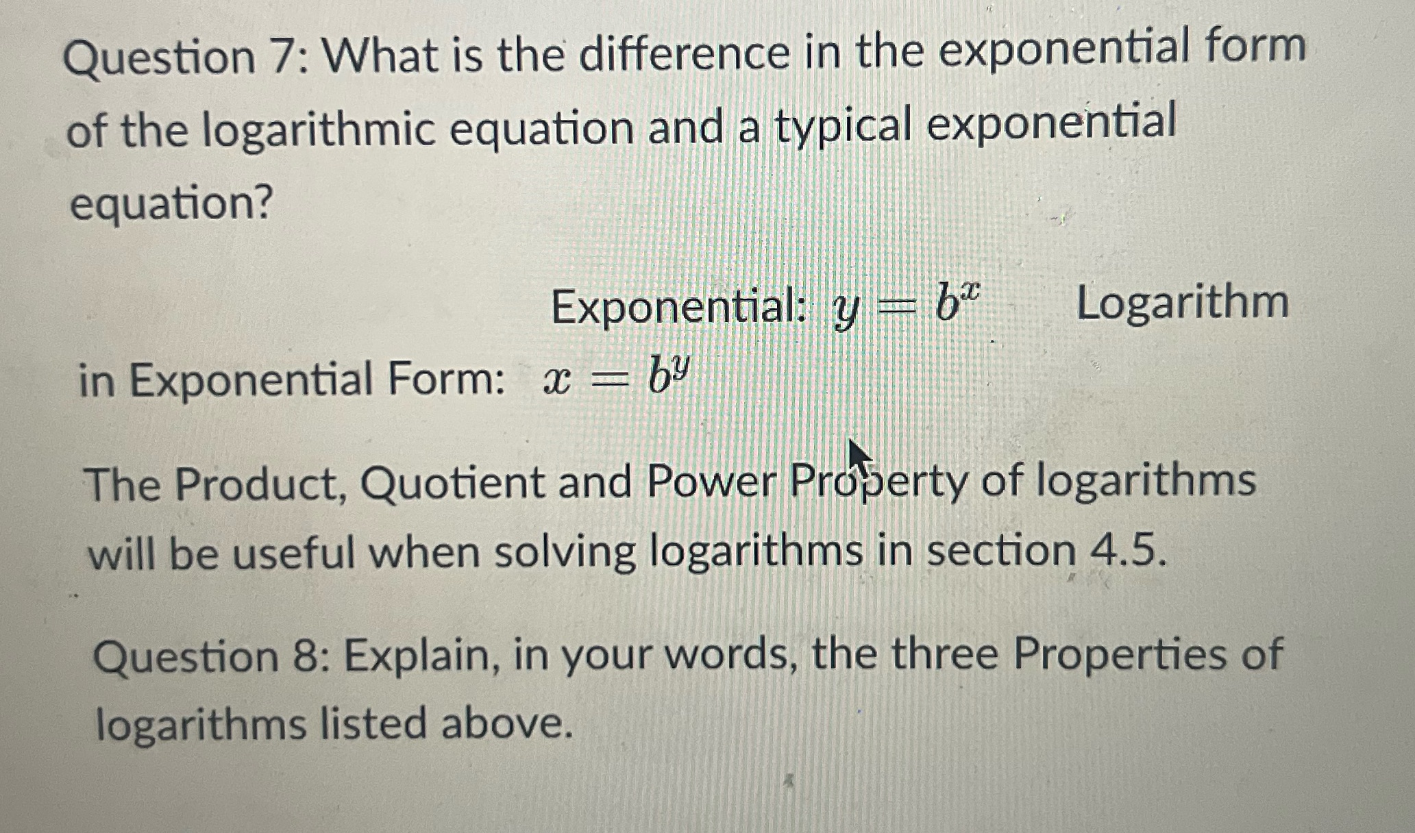 Question 7: What is the difference in the