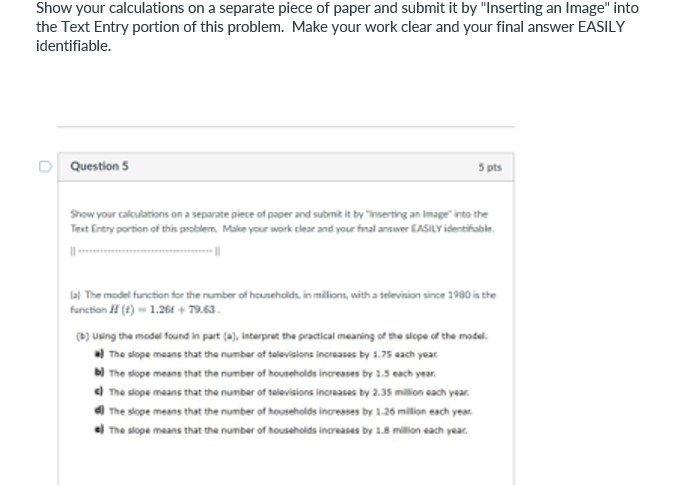 Show your calculations on a separate piece of