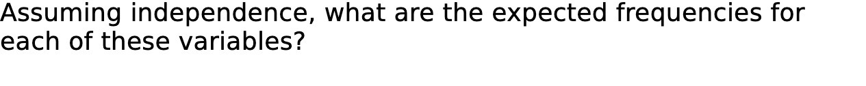 Assuming independence, what are the expected
