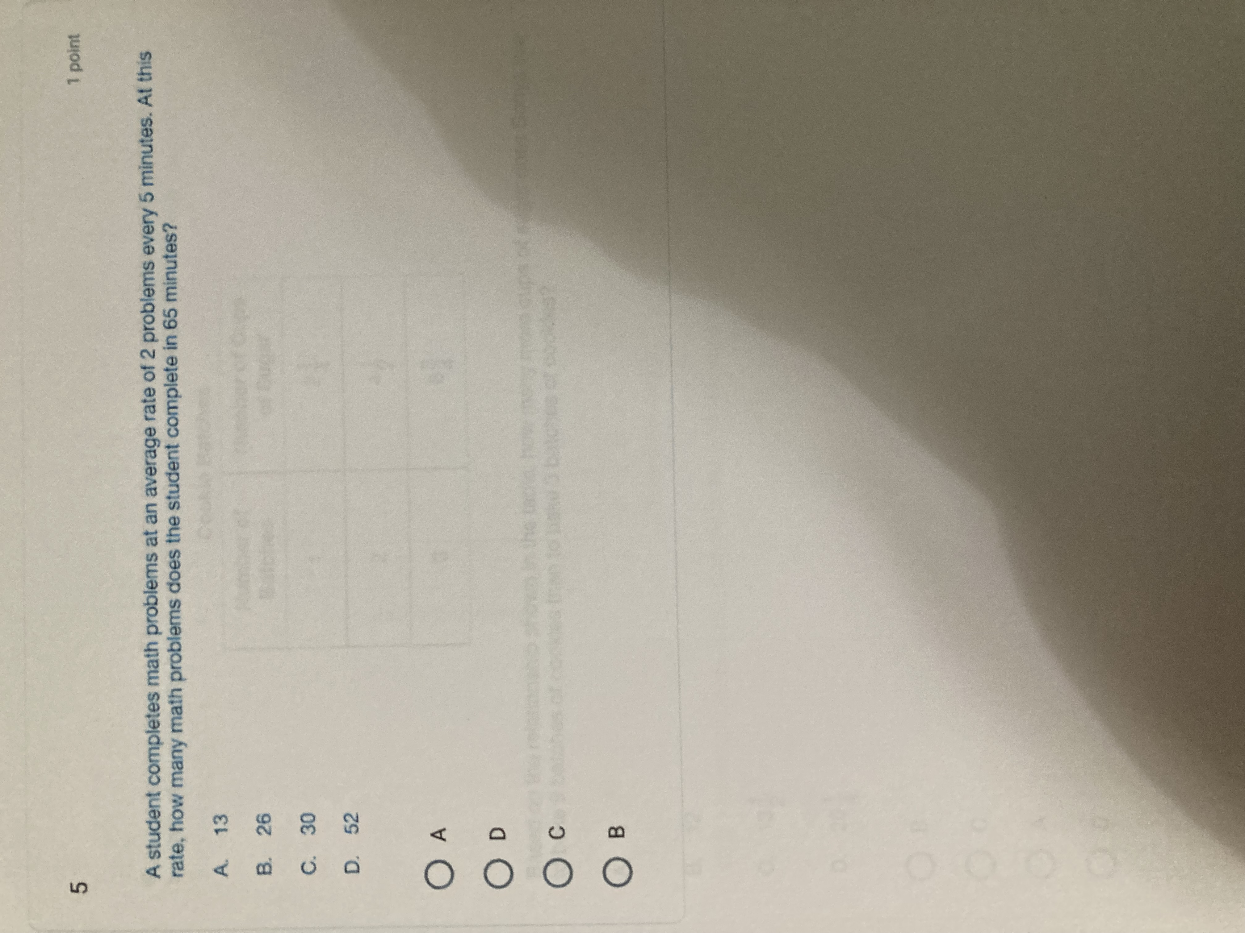 Please print. Thank you. 0 points The table below