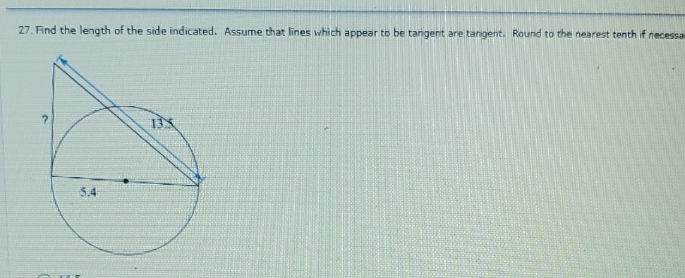 find the length of the side indicated. 27. Find