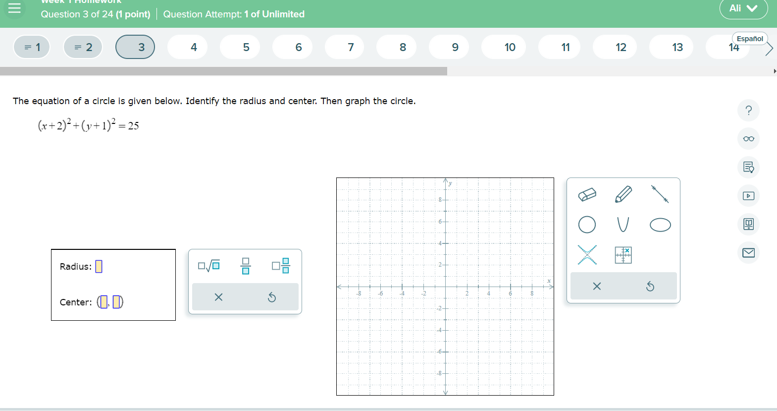 Question 3 of 24 (1 point) ' Question Attempt:1