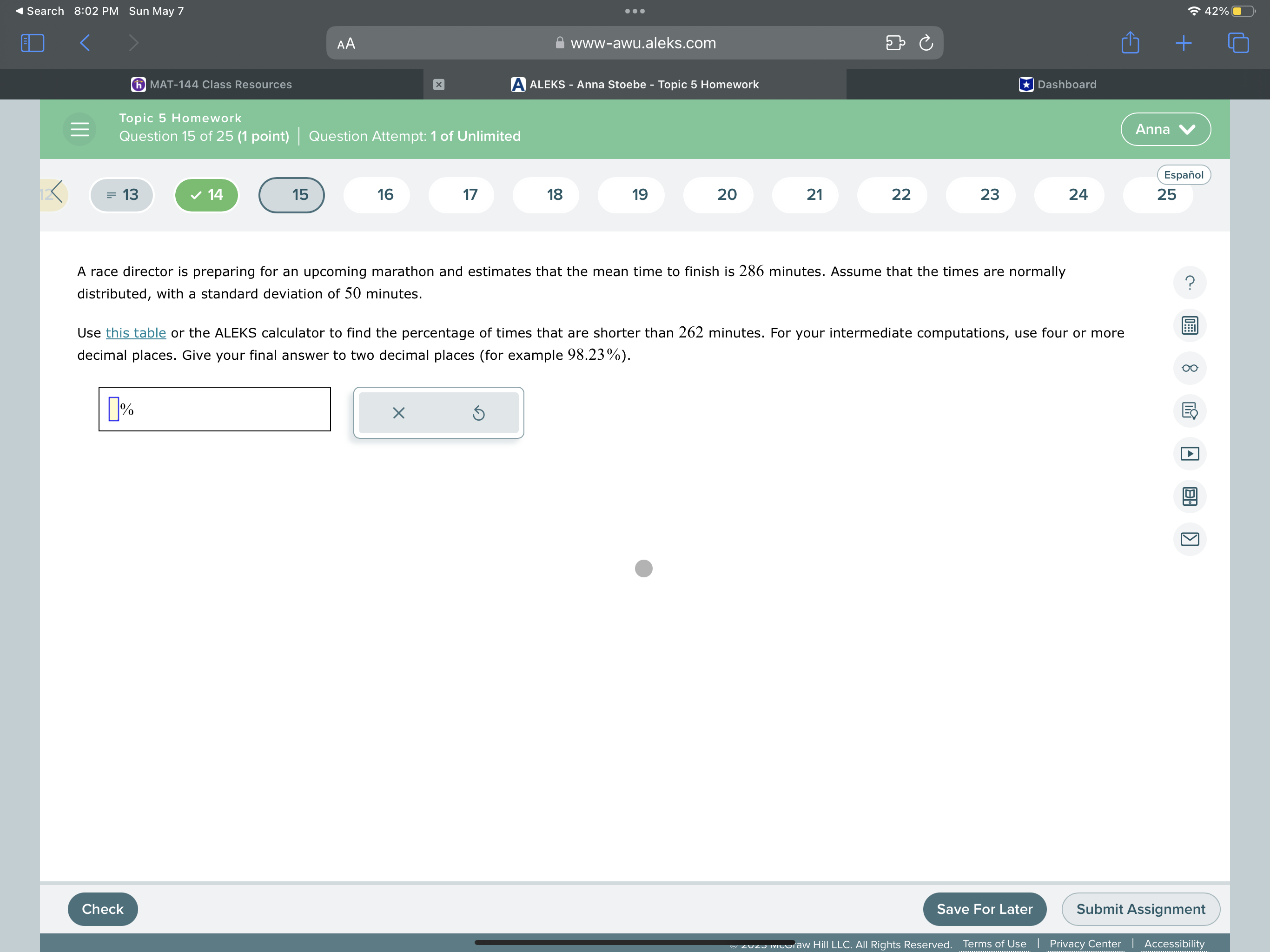 Search 8:02 PM Sun May 7 . . . 42% AA