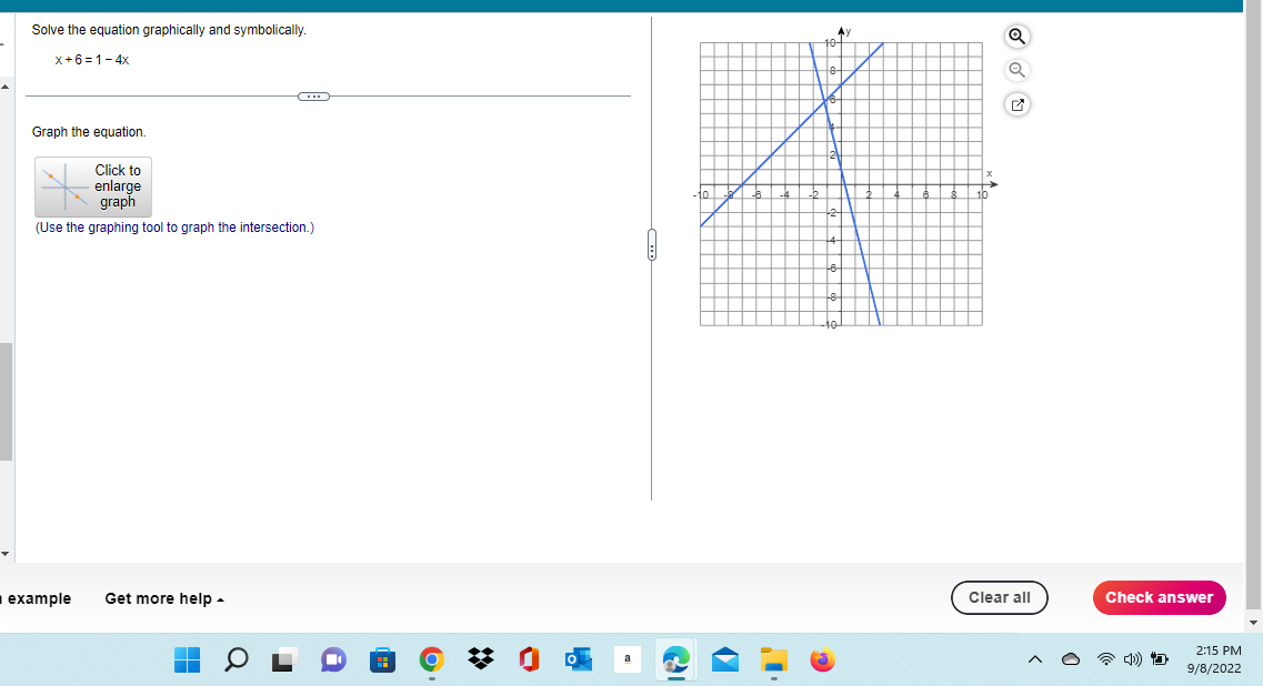 Solve the equation graphically and symbolically.